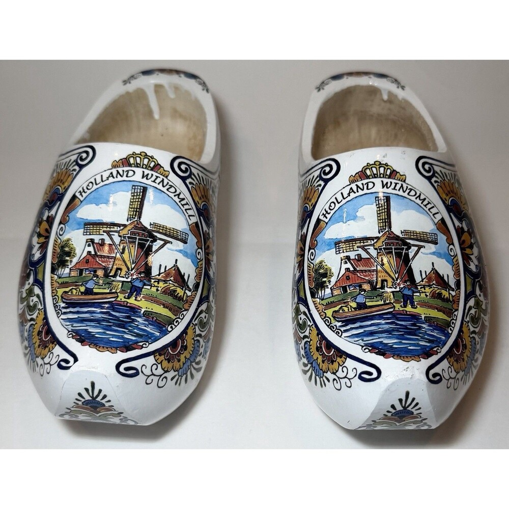 Nijhuis Holland Wooden Clogs EU 31-32 20cm Dutch Windmill Floral Shoes